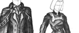 Costume designs for Master Nightfall, Sheam, and Material Component Agents
